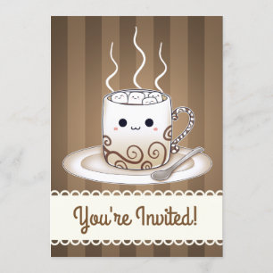 Convites Bebida de Chocolate Quente Kawaii Marshmallows