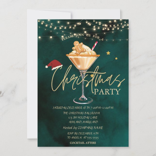 Convites Bebida de Natal Biscoito de Gengibre Festa de Nata (Frente)