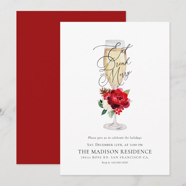 Convites Bebida de Natal e Festa de Ser Feliz (Frente/Verso)