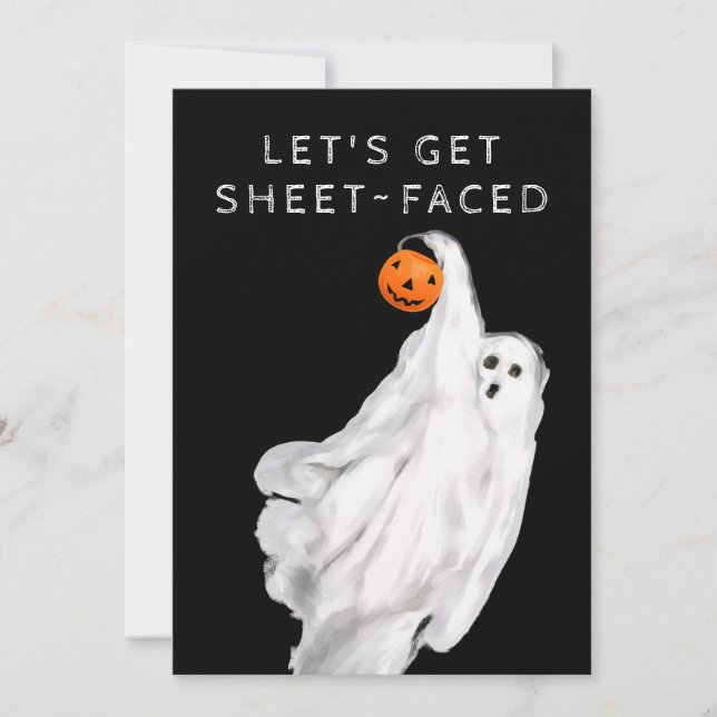 Convites Bebida Engraçado Adulto Festa Fantasma de Hallowee (Frente)