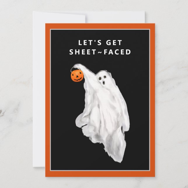 Convites Bebida Engraçado Adulto Festa Fantasma de Hallowee (Frente)