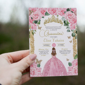 Convites Bebida Rosa Butterfly Princesa Vestida Quinceanera
