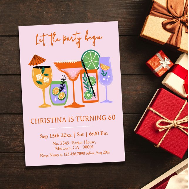 Convites Bebida tropical Chic Elegante 60 anos (Criador carregado)
