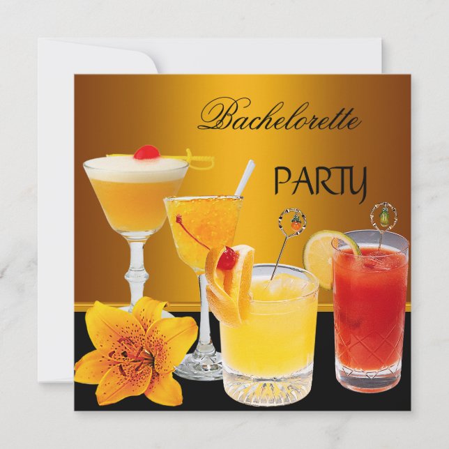Convites Bebidas coquetéis para festa de despedida de solte (Frente)