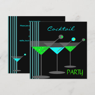 Convites Bebidas de Coquetel Corporativo Martini Azul Verde