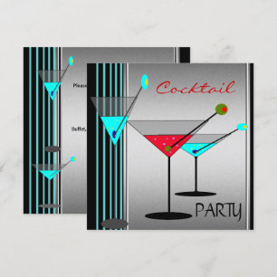 Convites Bebidas de Coquetel Corporativo Martini Azul Verme
