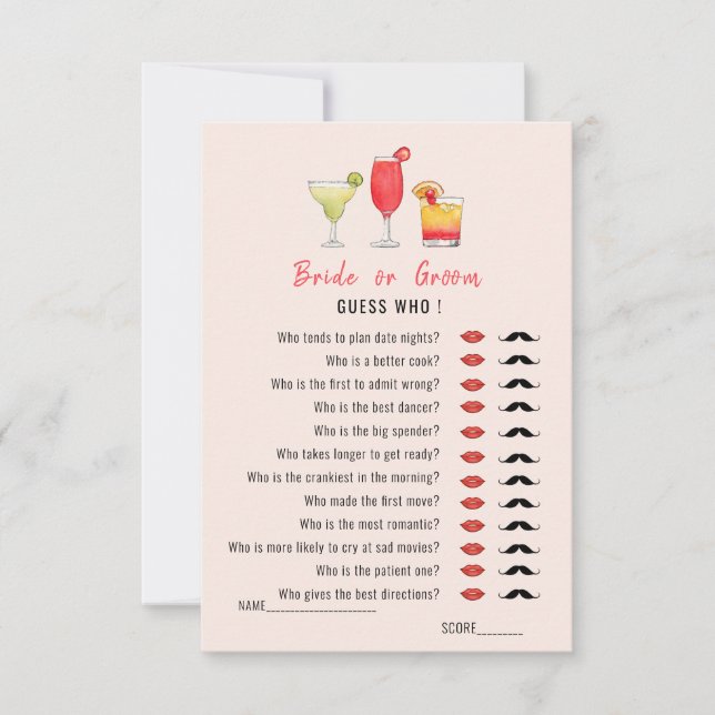 Convites Bebidas de coquetel Guess Who Jogo de chuveiro  (Frente)