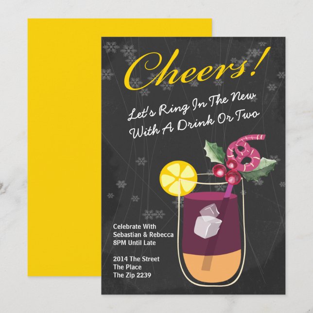 Convites Bebidas de Coquetel Personalizadas para Festa de A (Frente/Verso)