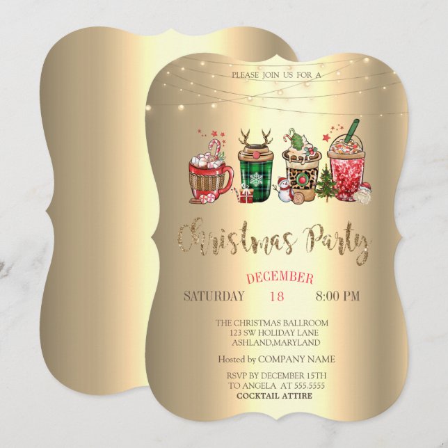 Convites Bebidas de Natal Festa de Natal da Empresa (Frente/Verso)