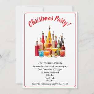 Convites Bebidas e Coquetéis de Festa de Natal Branco Xmas