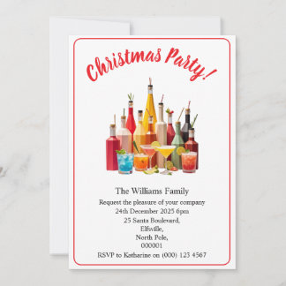 Convites Bebidas e Coquetéis de Festa de Natal Branco Xmas