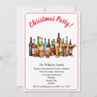 Convites Bebidas e Coquetéis de Festa de Natal Minimal Xmas