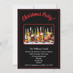 Convites Bebidas e Coquetéis de Festa de Natal Xmas Preto