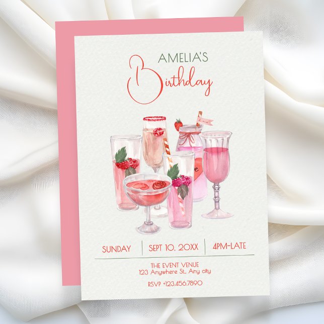 Convites Bebidas frescas rosa (Criador carregado)