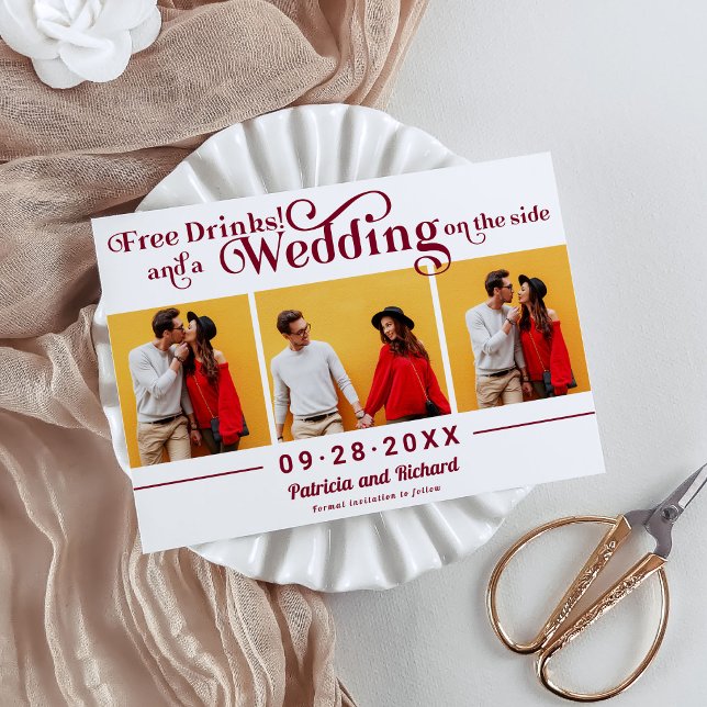 Convites Bebidas Grátis Casamento Informal Salve A Data 3 F (Criador carregado)