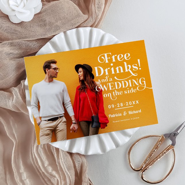 Convites Bebidas Grátis Divertido Casamento Casual Salvar A (Criador carregado)