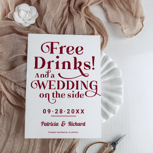 Convites Bebidas Grátis Divertido Casamento Casual Salve A