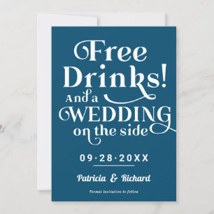 Convites Bebidas Grátis Divertido Casual Casamento Salvar A