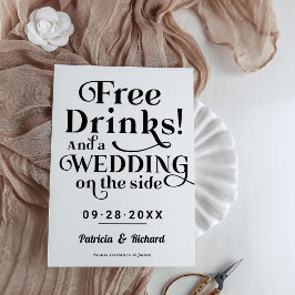 Convites Bebidas Grátis Divertido Casual Casamento Salvar A