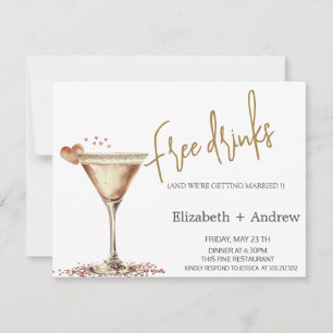 Convites Bebidas Grátis Elegantes, Coração de Copo de Marti