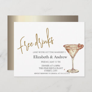 Convites Bebidas Gratuitas,Coração de Vidro Chic Champagne