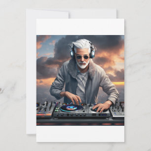 Convites Bebidas na Nuvem: Design de DJ com Cabeça Branca