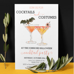 Convites Bebidas para Festa de Halloween com Coquetéis e Fa
