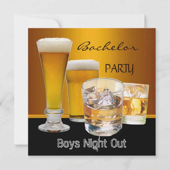 Convites Bebidas para Festa de Solteiro, Noite dos Homens, (Frente)