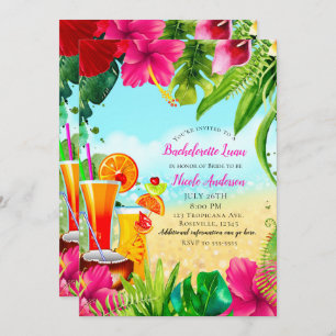Convites Bebidas Tropicais, Bachelorette Luau