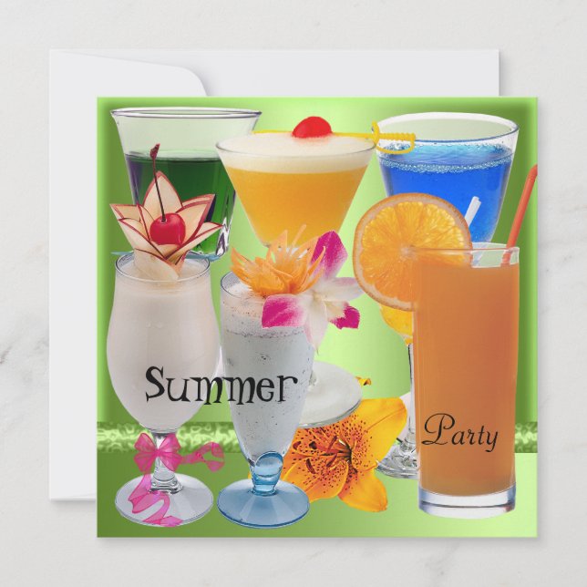 Convites Bebidas tropicais de coquetel de Verde limão Tropi (Frente)