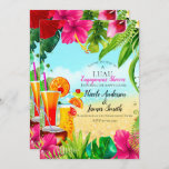 Convites Bebidas tropicais e flores Noivado de Verão de Lua<br><div class="desc">personalizar para qualquer evento</div>