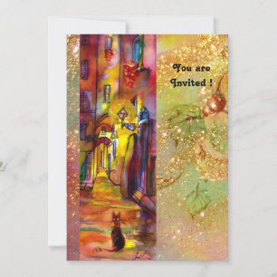 Convites BECO MEDIEVAL À NOITE EM FLORENÇA,vermelho amarelo