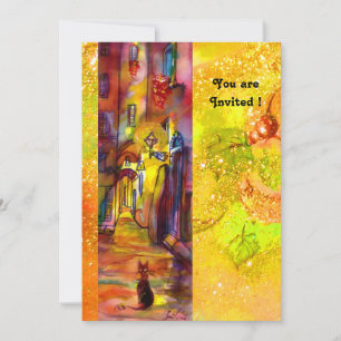 Convites BECO MEDIEVAL À NOITE EM FLORENÇA,vermelho amarelo