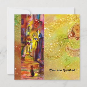 Convites BECO MEDIEVAL À NOITE EM FLORENÇA,vermelho amarelo