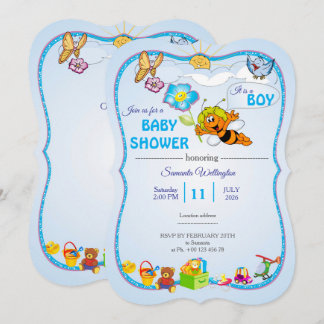 Convites Bee Baby Shower Invitation for boy