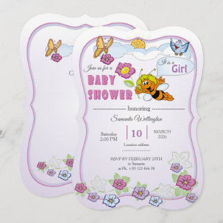 Convites Bee Baby Shower Invitation for Girl
