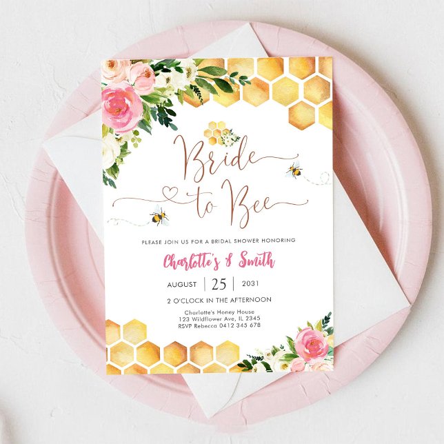 Convites Bee Bridal Shower Invitation (Criador carregado)