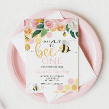 Bee Day Bumblebee primeiro aniversario rosa Flor I