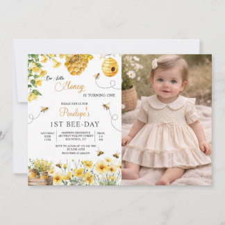 Convites Bee Flower Our Little Honey Is Turning Birthday 