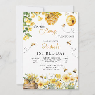 Convites Bee Flower Our Little Honey Is Turning Birthday