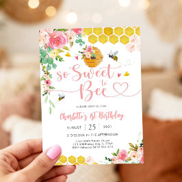 Convites Bee Theme 1st Birthday Invitation