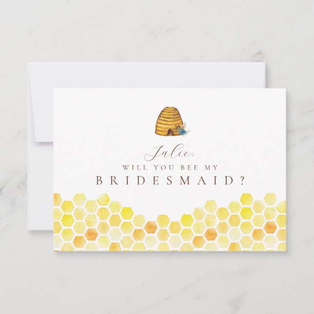 Convites Bee Themed Bridesmaid Card (Frente)