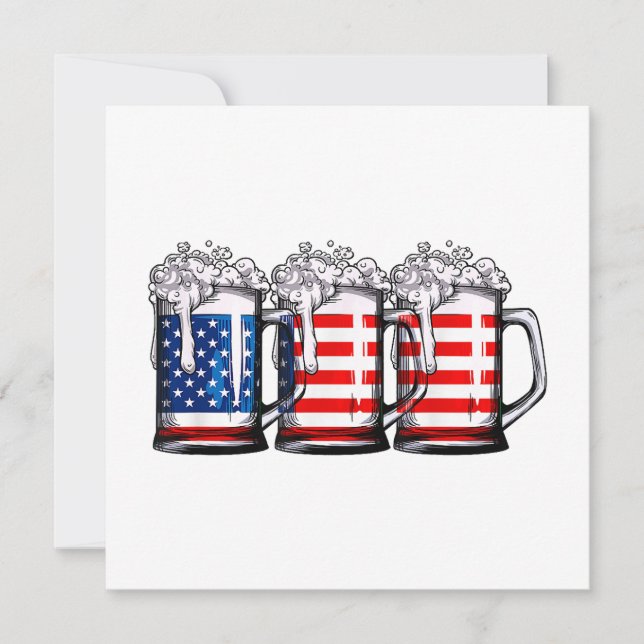 Convites Beer American Flag 4 de julho Men Merica Dr. (Frente)
