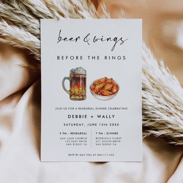 Convites Beer and Wings Before the Rings Rehearsal Dinner (Criador carregado)