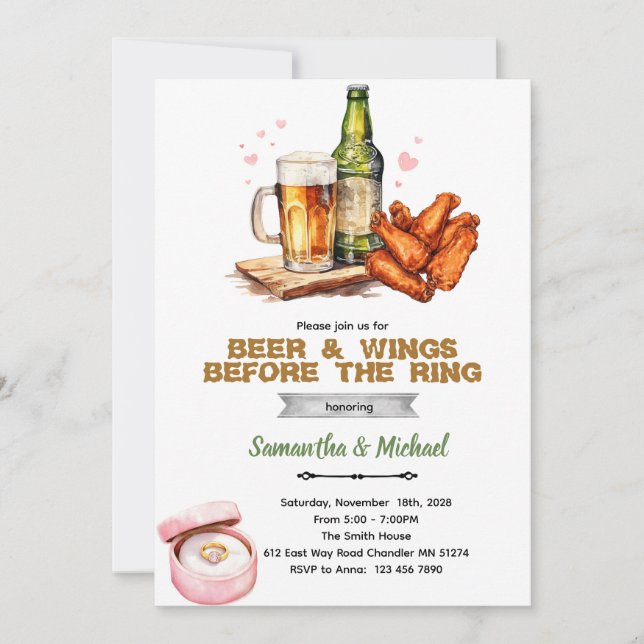Convites Beer And Wings Couples Shower Invitation (Frente)