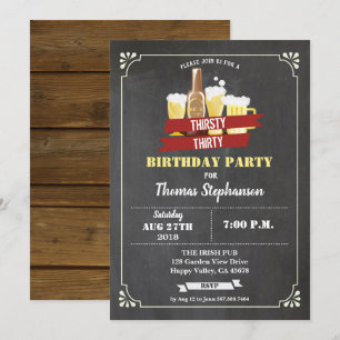 Convites Beer aniversário de 30 anos 30 quadro retro bar