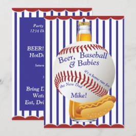 Convites Beer beer de Chá de fraldas de pai Baseball e Bebê