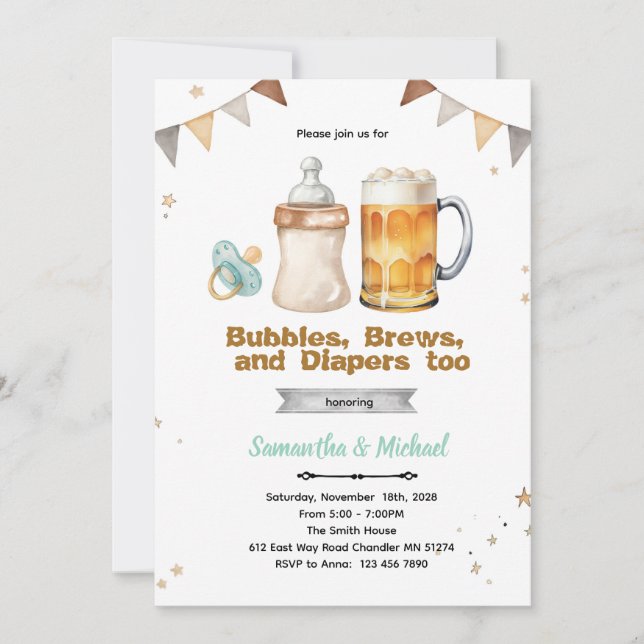 Convites Beer Co Ed Baby Shower Invitation (Frente)
