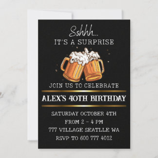 Convites Beer Surprise Birthday Adult Party
