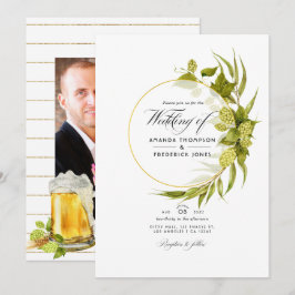 Convites Beer Willow Green e Dourada Foto Geométrica de Cas